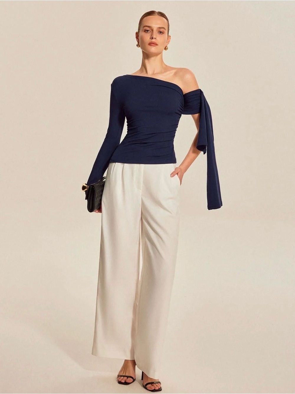 NWT Off-Shoulder Long Sleeve Top with Long Sleeve Tie - XS